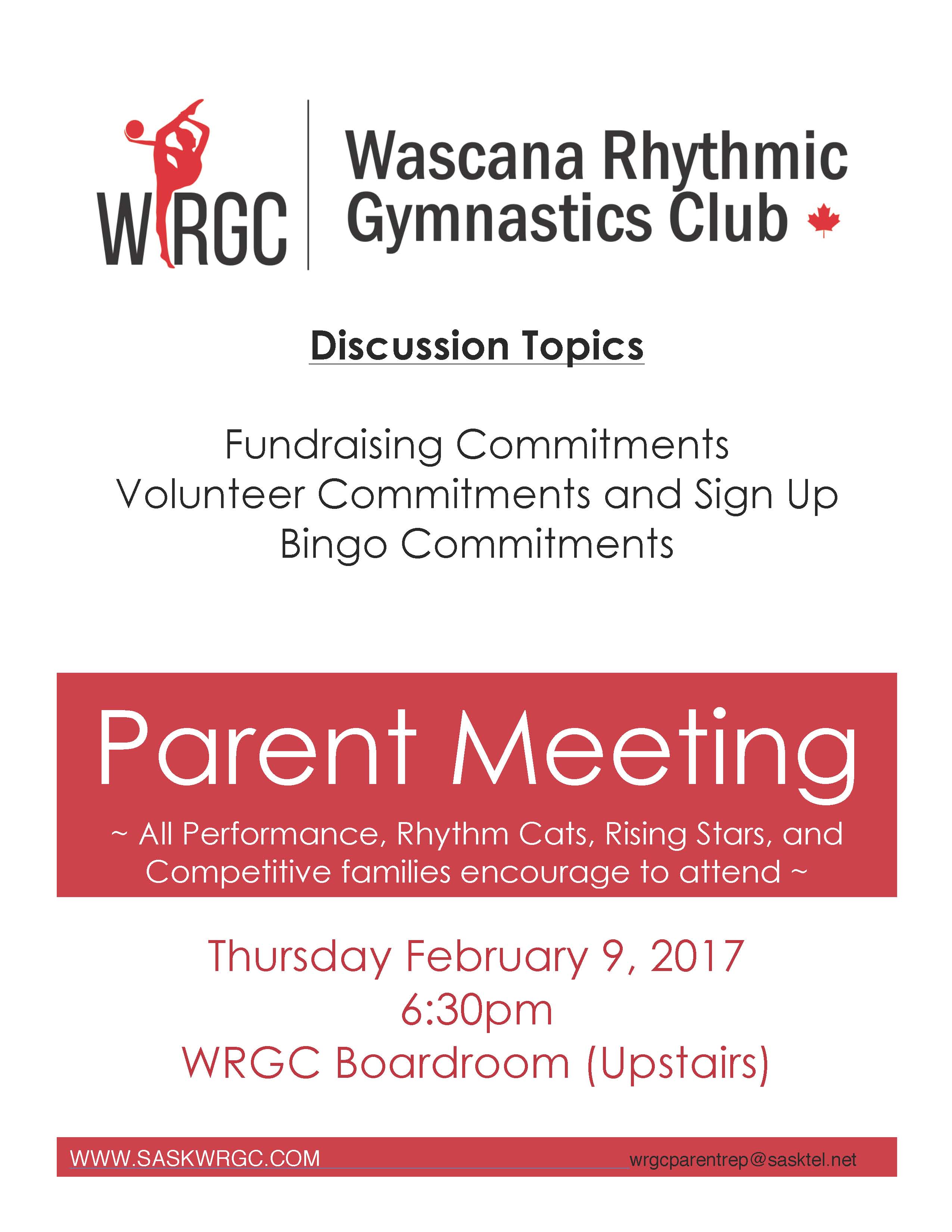 Parents Meeting: Competitive & Recreational - Feb. 9 @ 6:30 - Image 1