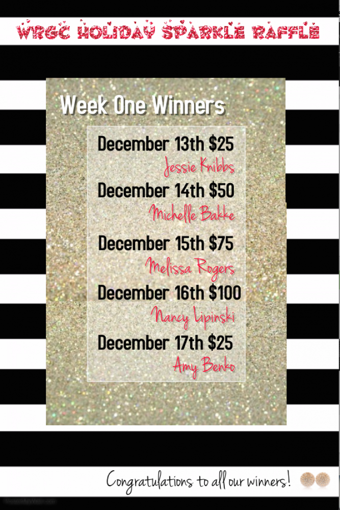 WRGC Holiday Sparkle Raffle Winners, week one